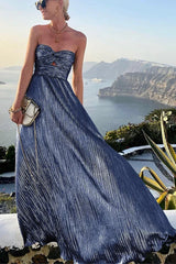 Robe longue bustier femme soirée avec effet brillant