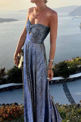 Robe longue bustier femme soirée avec effet brillant