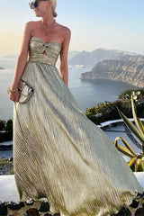 Robe longue bustier femme soirée avec effet brillant